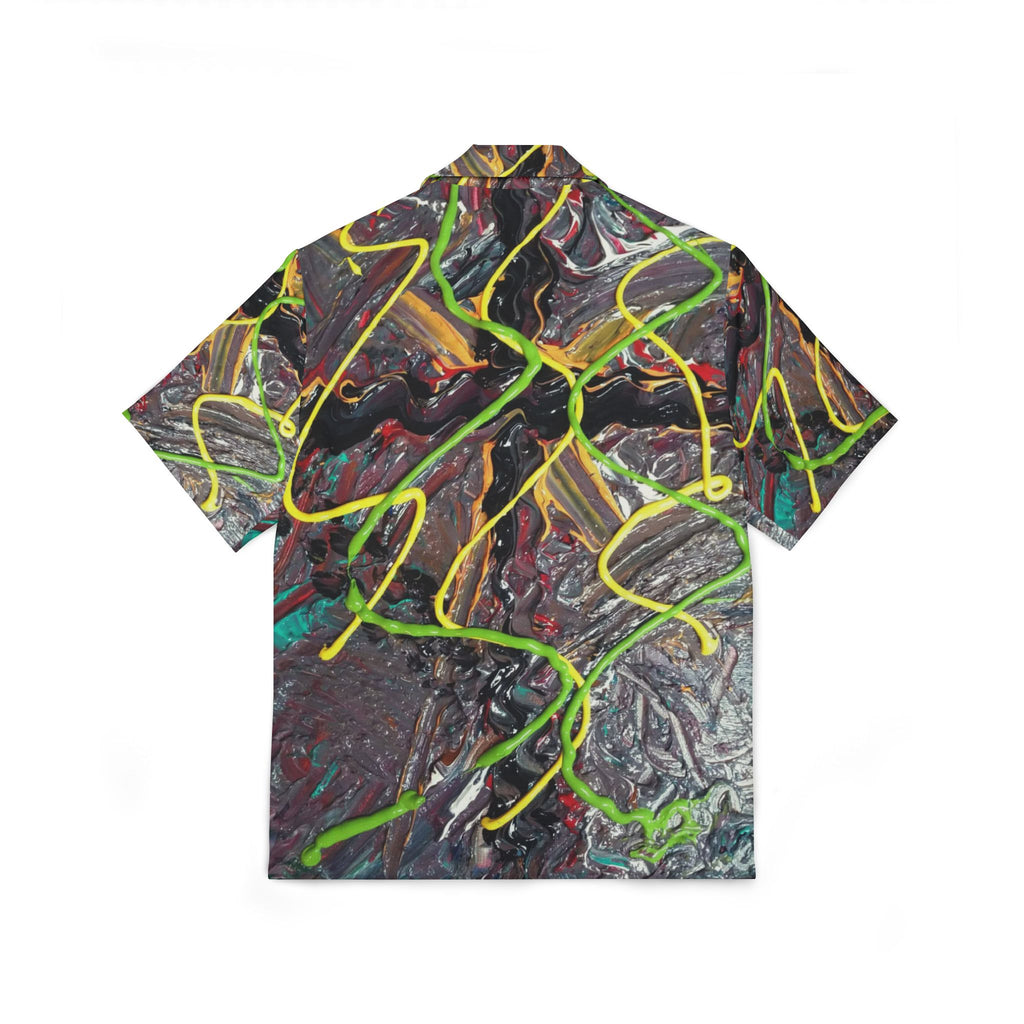 Abstract Neon Swirl Hawaiian Shirt — Men's AOP Camp Shirt