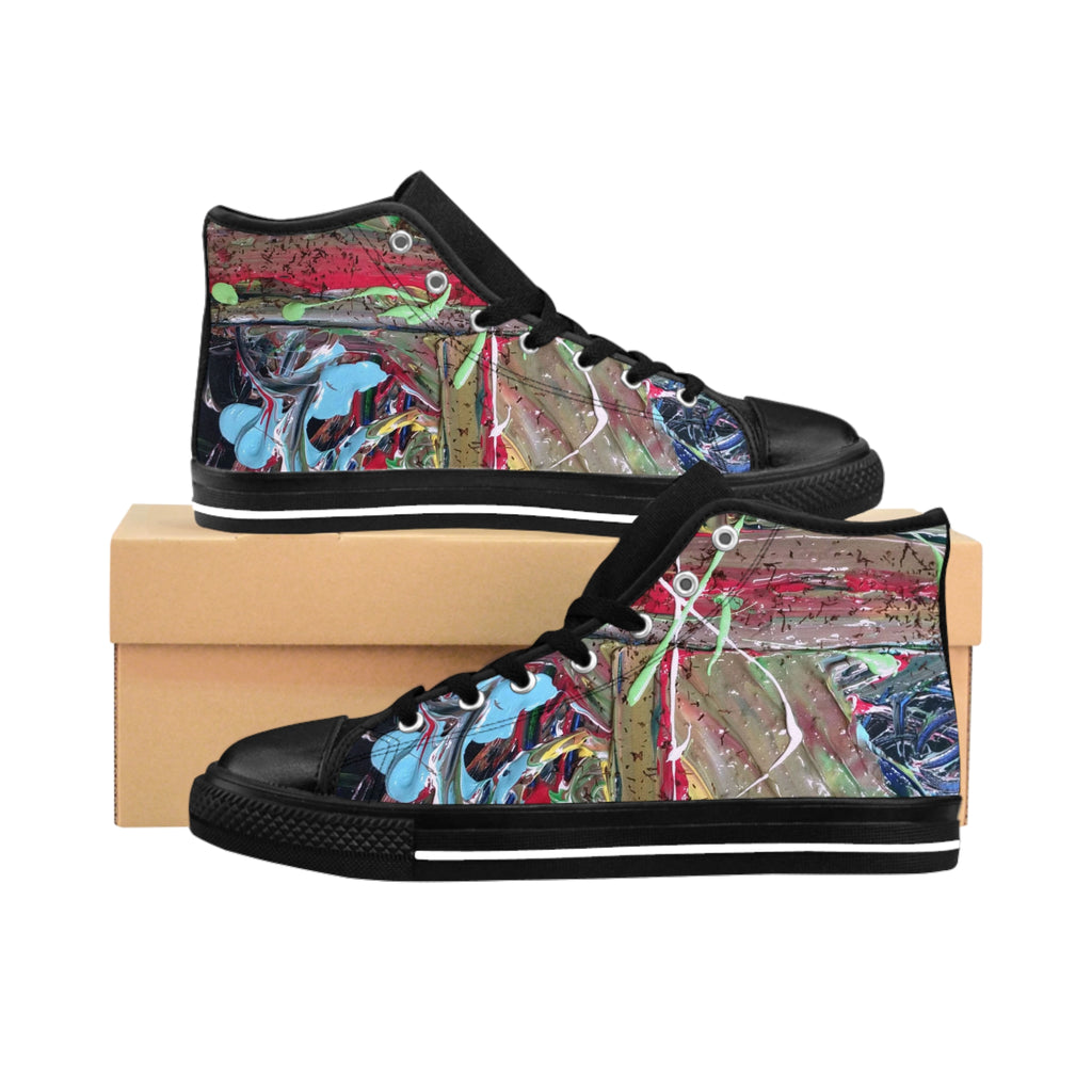 Graffiti Abstract High-Top Sneakers — Men’s Artistic Streetwear