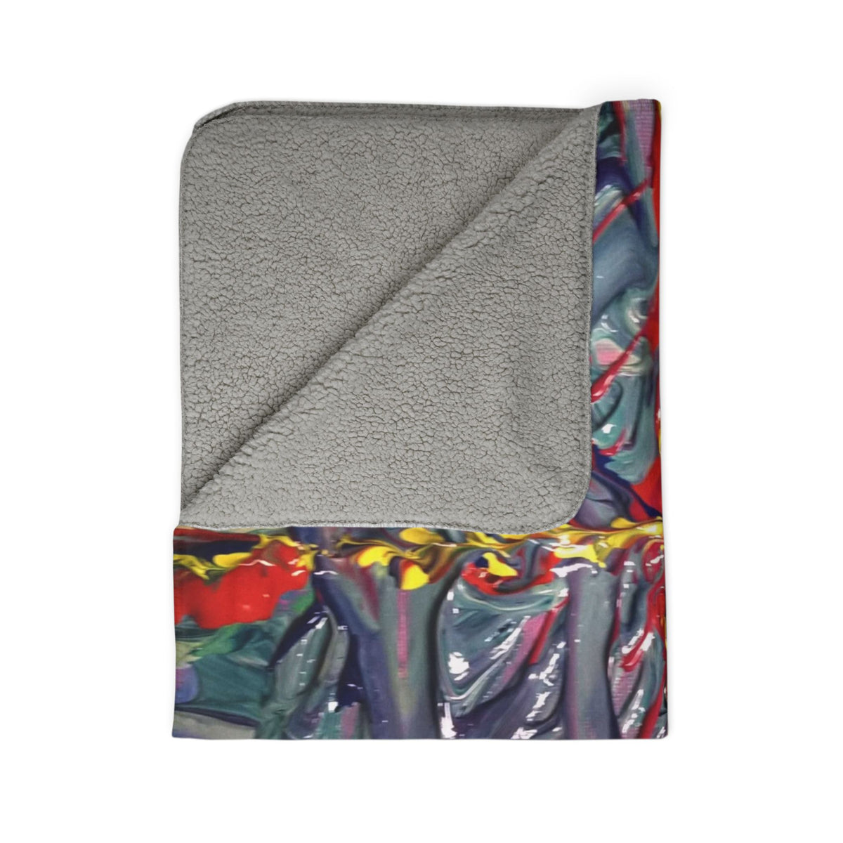 Abstract Colorwave Sherpa Blanket — Cozy Multicolor Swirl Throw