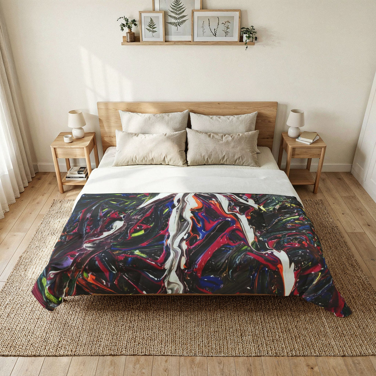 Abstract Starburst Cotton Comforter – Psychedelic Swirl Art Bedding
