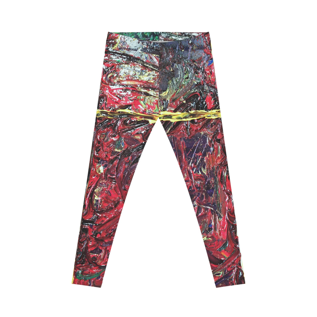 Abstract Red Swirl Leggings — Women's All-Over Print Artistic Activewear