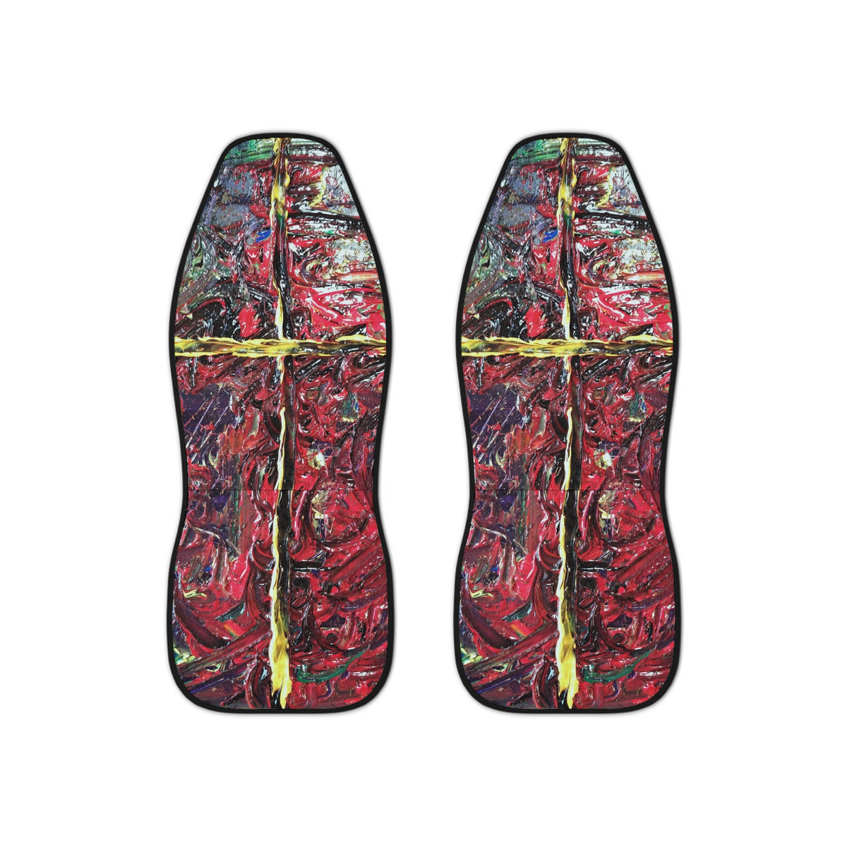 Abstract Red Cross Car Seat Covers — Artistic Urban Paint Texture Protector