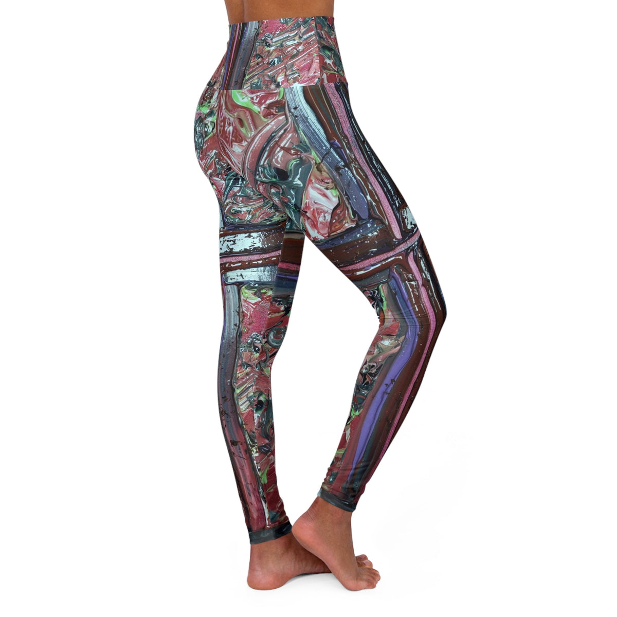 Abstract Marble High-Waist Yoga Leggings — Artistic All-Over Print for Studio & Street Printify