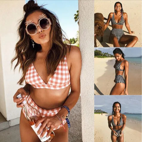 Checkered Split Swimsuit JahSonFire