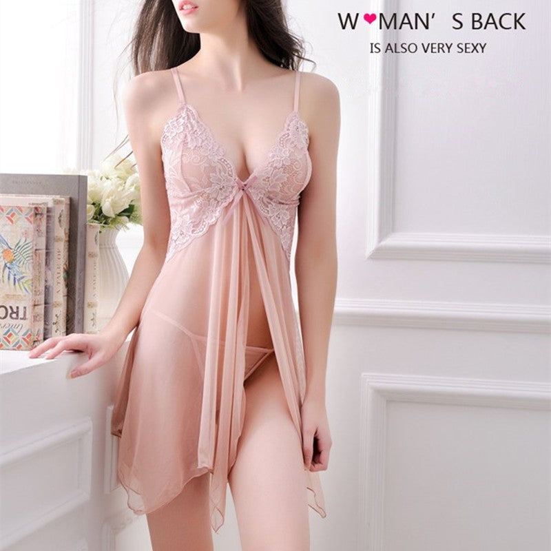 Lingerie Set with Sheer Lace and Camisole Dress JahSonFire