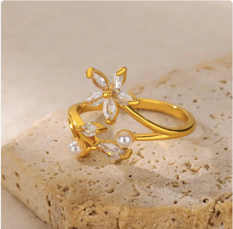 Copper Flower Zircon Diamond Ring JahSonFire