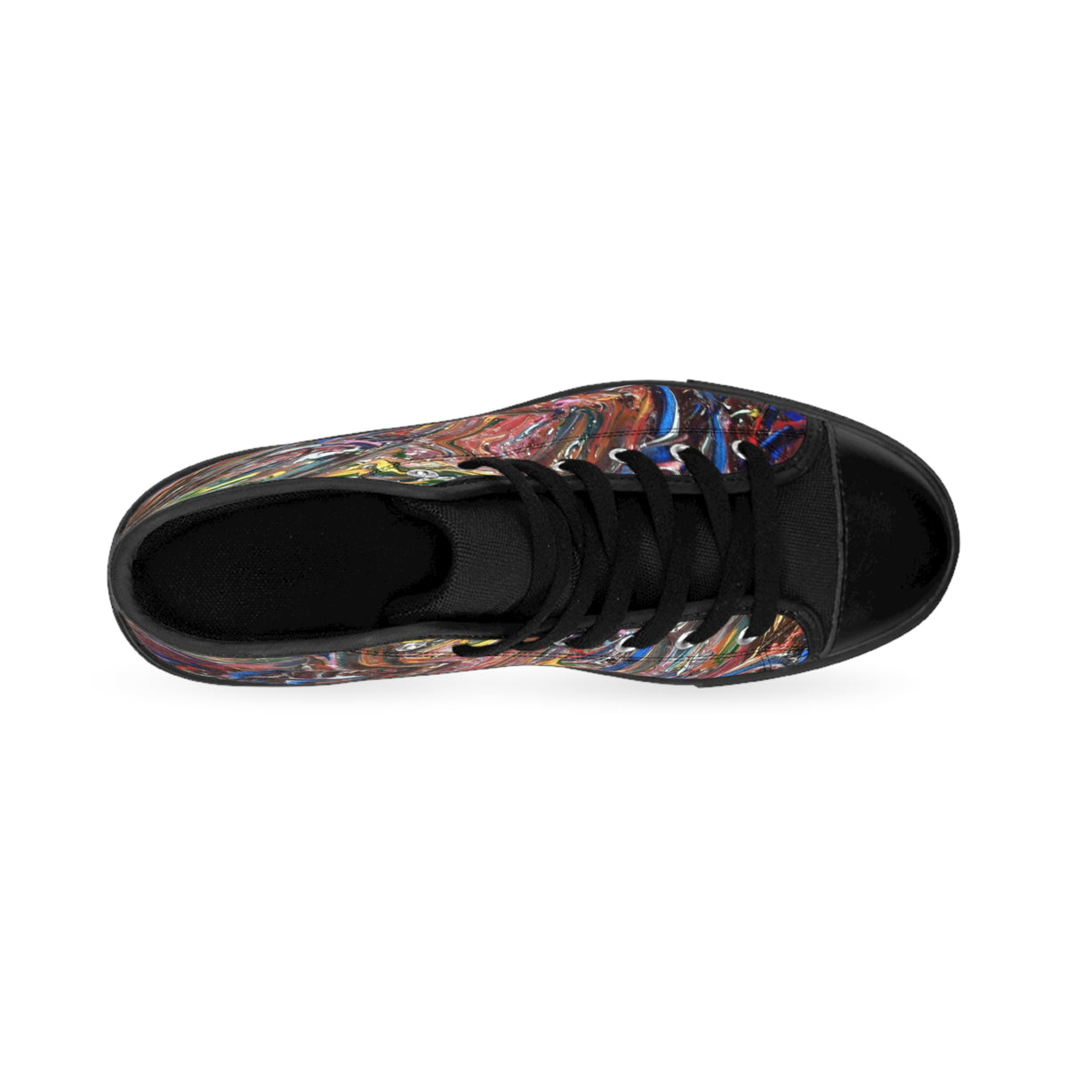 Abstract Swirl High-Top Sneakers — Women's Artistic Pattern Canvas Shoes