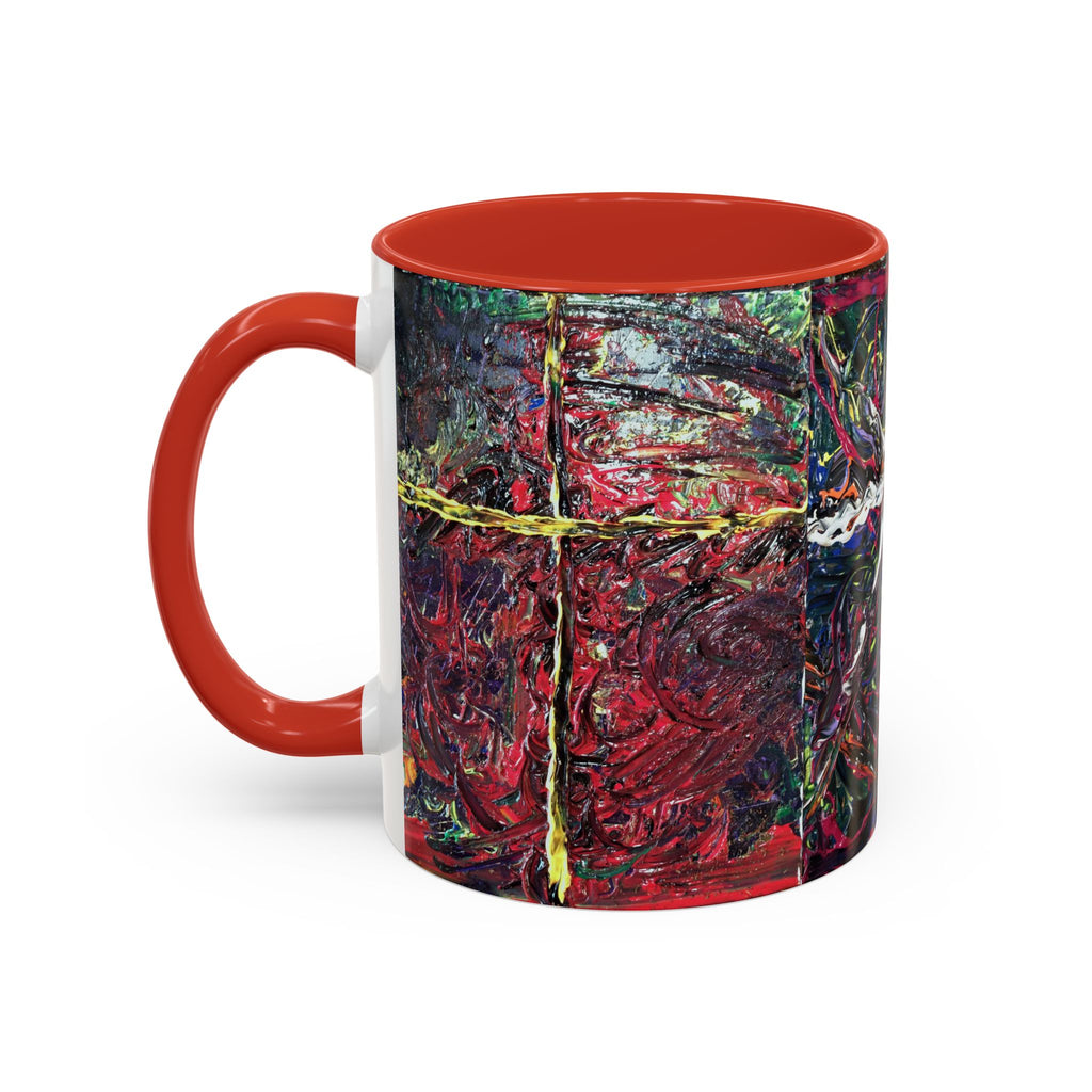 Abstract Starburst Accent Coffee Mug — Colorful Modern Art Ceramic (11/15oz)