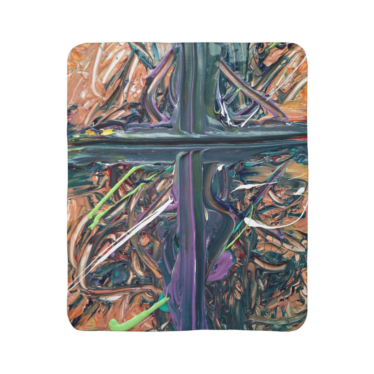 Abstract Crossstroke Sherpa Blanket — Colorful Textured Art Throw