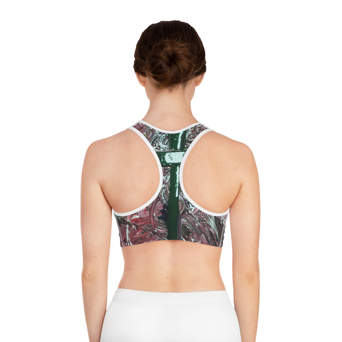 Abstract Floral Crush Sports Bra — All-Over-Print Athletic Crop Top