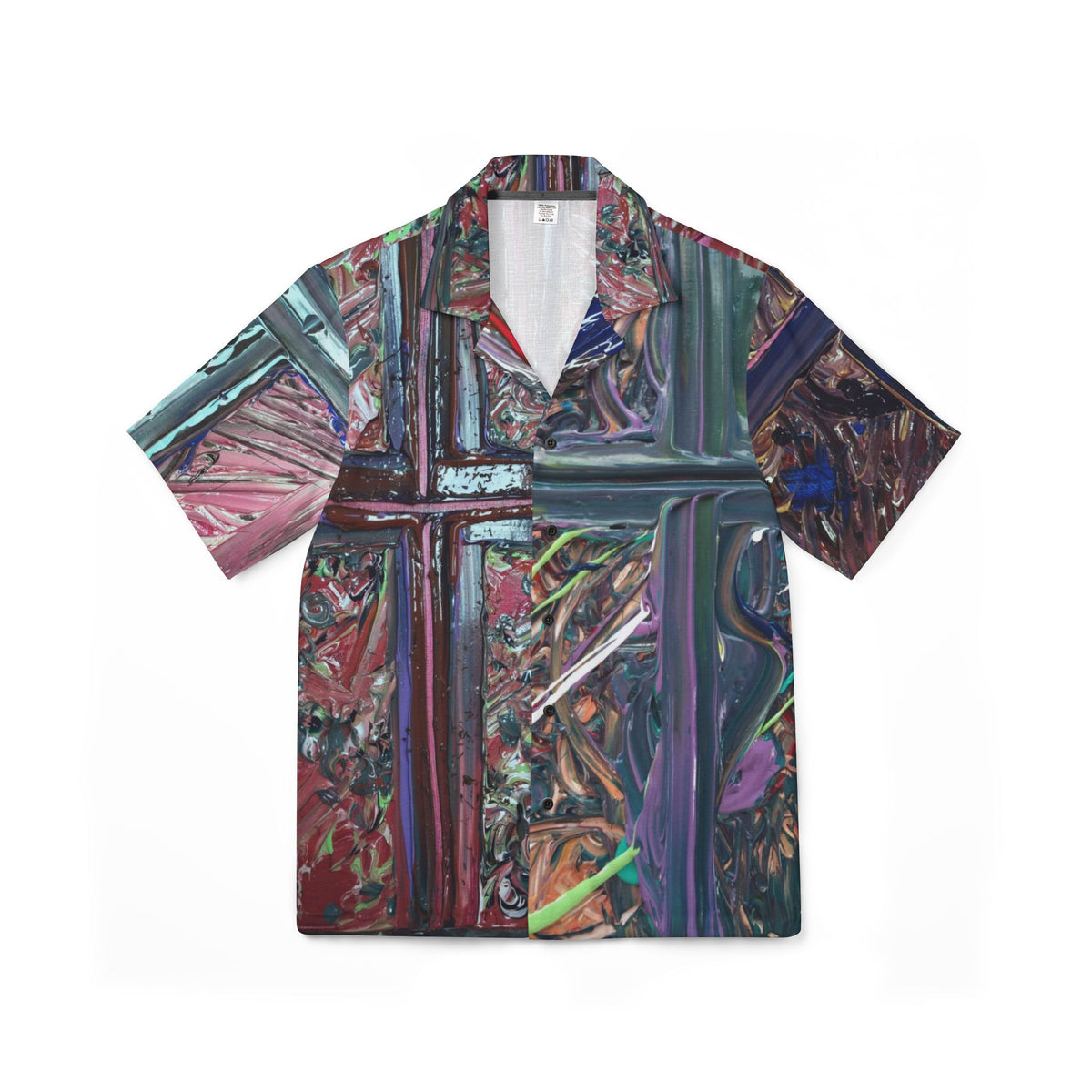 Abstract Cross Hawaiian Shirt — Men's Artistic Camp Button-Up