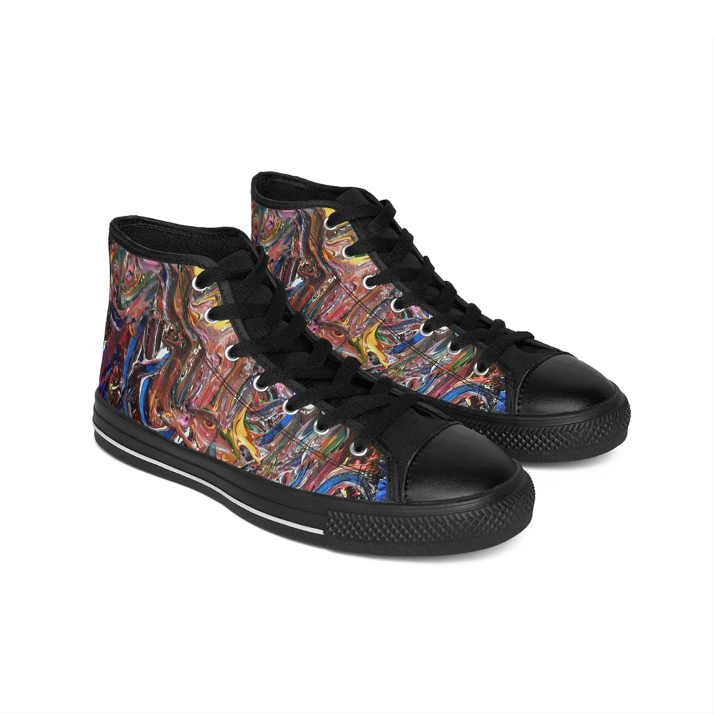 Abstract Swirl High-Top Sneakers — Women's Artistic Pattern Canvas Shoes