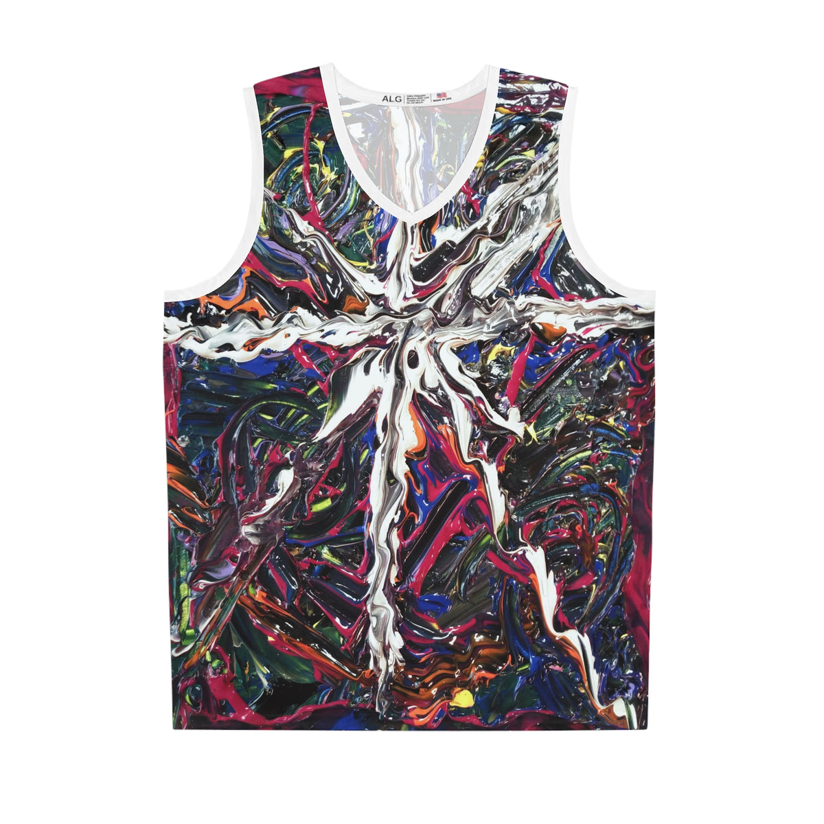 Abstract Paint Splash Basketball Jersey – Colorful All-Over Print Tank