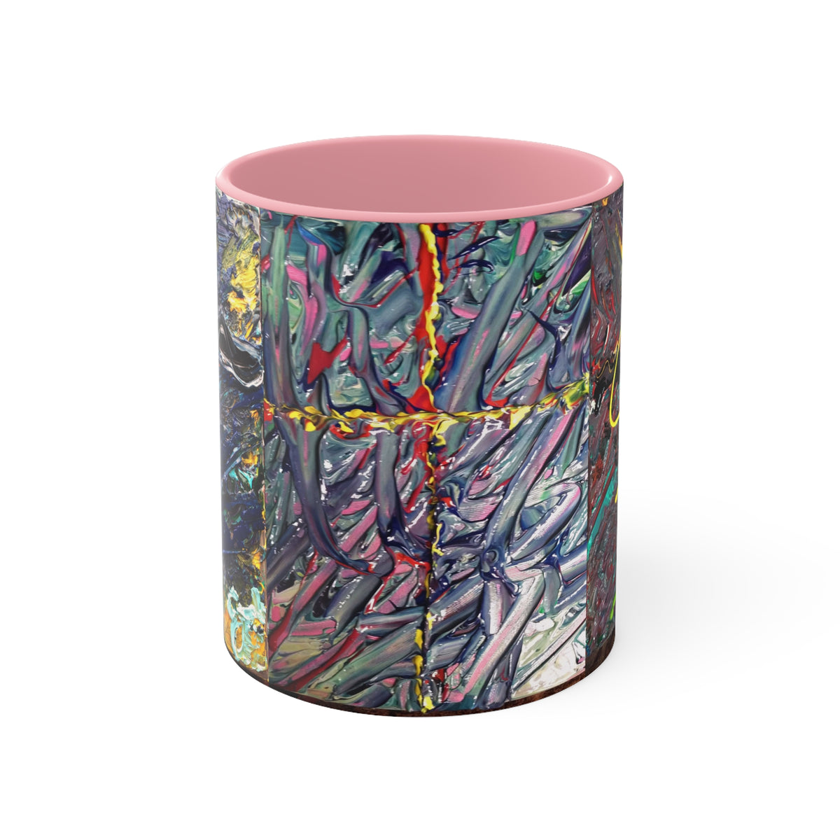 Abstract Cross Accent Mug — Colorful Textured Canvas Ceramic Coffee Cup