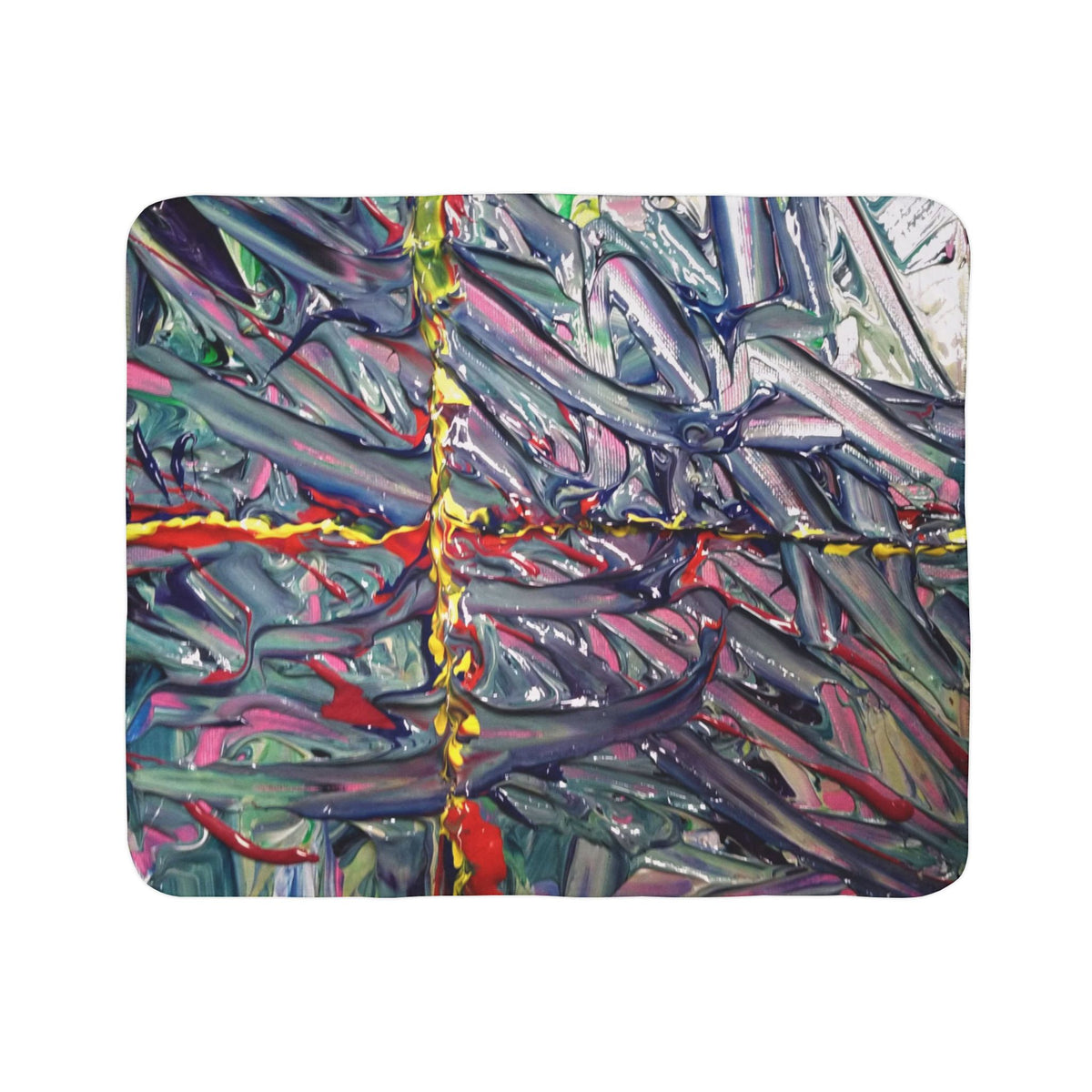 Abstract Colorwave Sherpa Blanket — Cozy Multicolor Swirl Throw