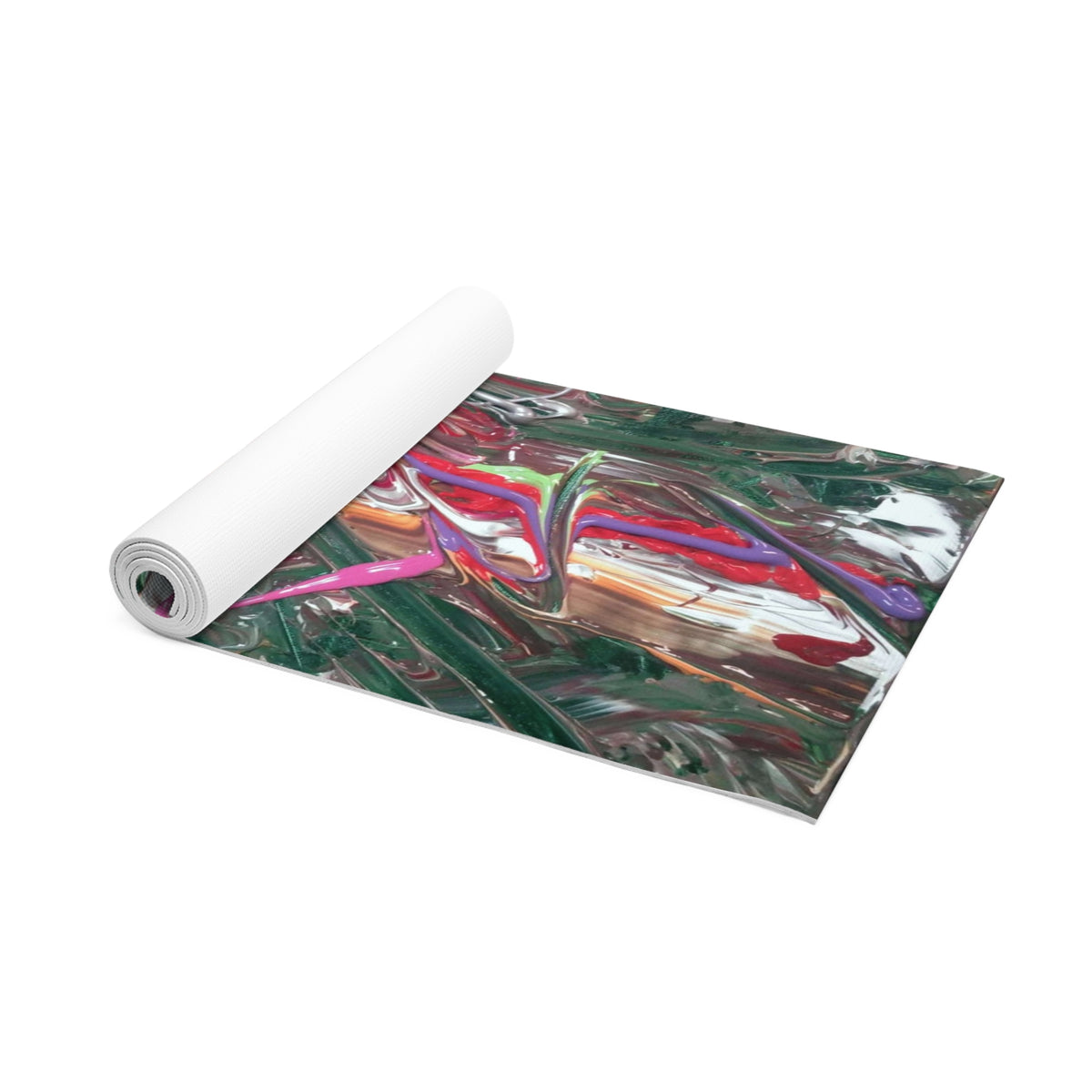 Abstract Color Swirl Foam Yoga Mat — Vibrant Artistic Fitness & Meditation Mat