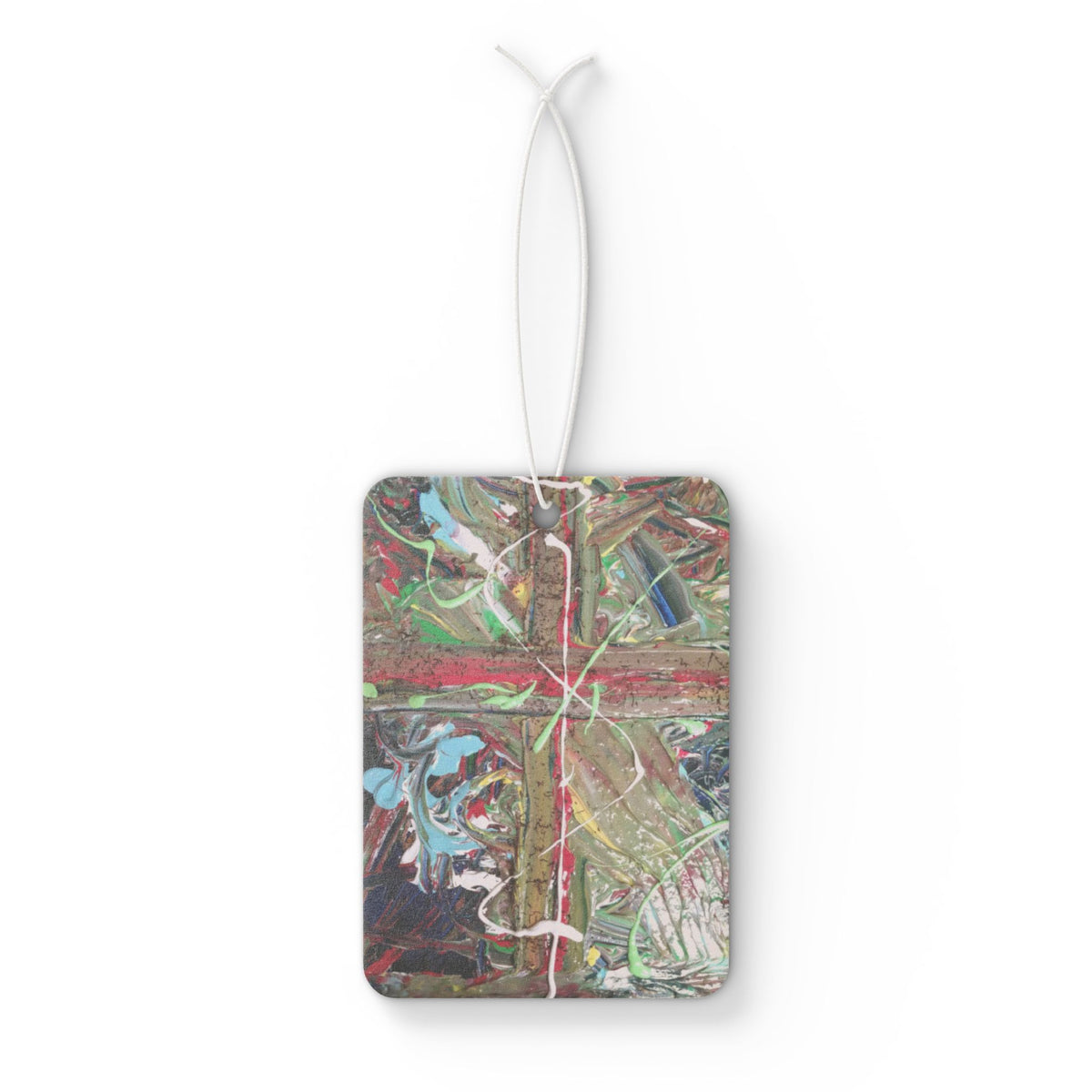 Abstract Art Car Air Freshener — Colorful Cross Pattern Scent Sachet