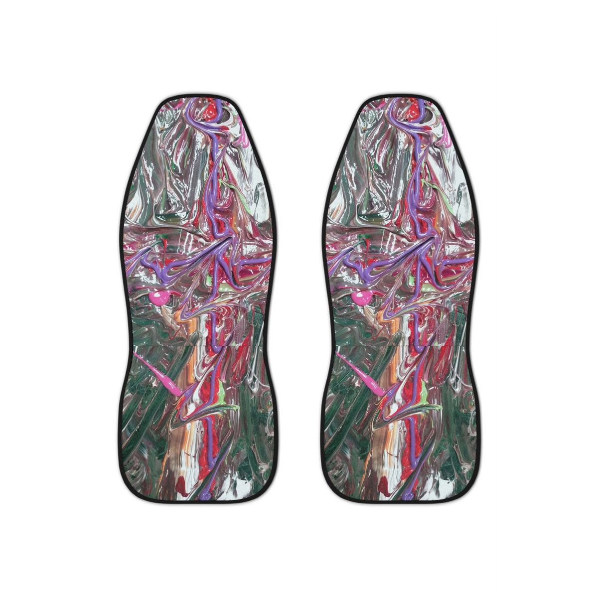 Abstract Pink & Silver Art Car Seat Covers — Modern Painterly Auto Seat Protector