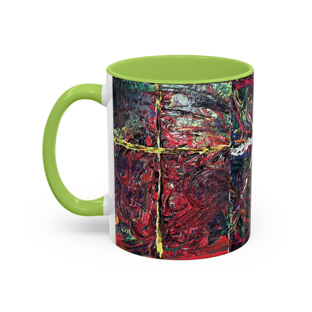 Abstract Starburst Accent Coffee Mug — Colorful Modern Art Ceramic (11/15oz)