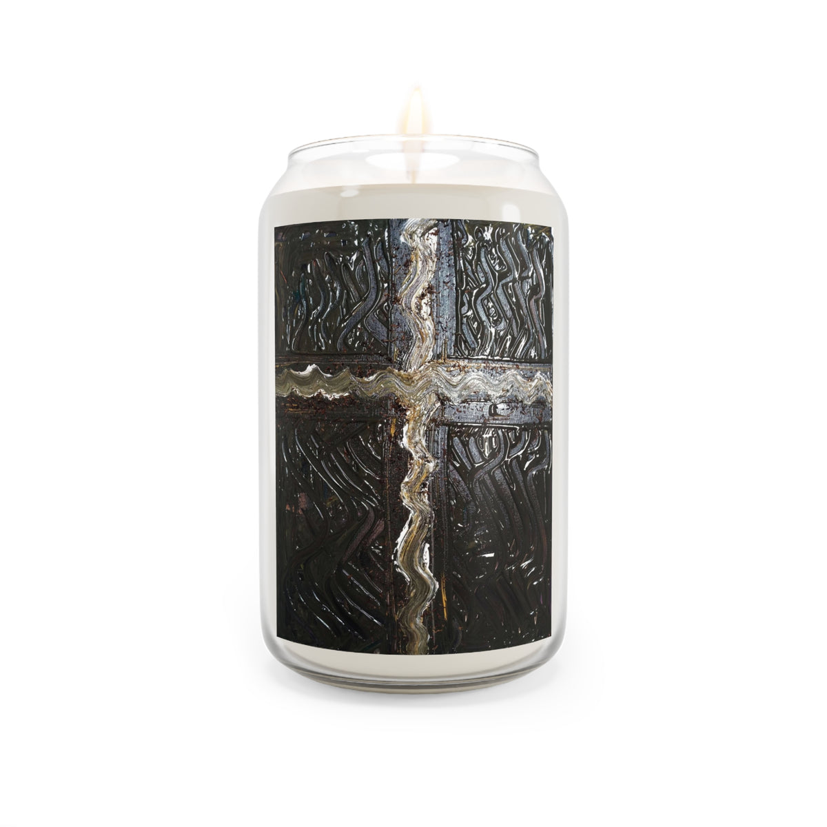 13.75 oz Scented Soy Candle — Earthy Cross Aroma | Rustic Home Fragrance