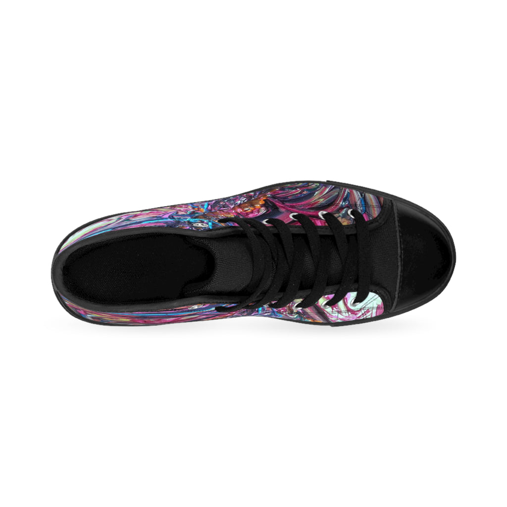 Women's High-Top Sneakers — Abstract Colorful Swirl Art Print