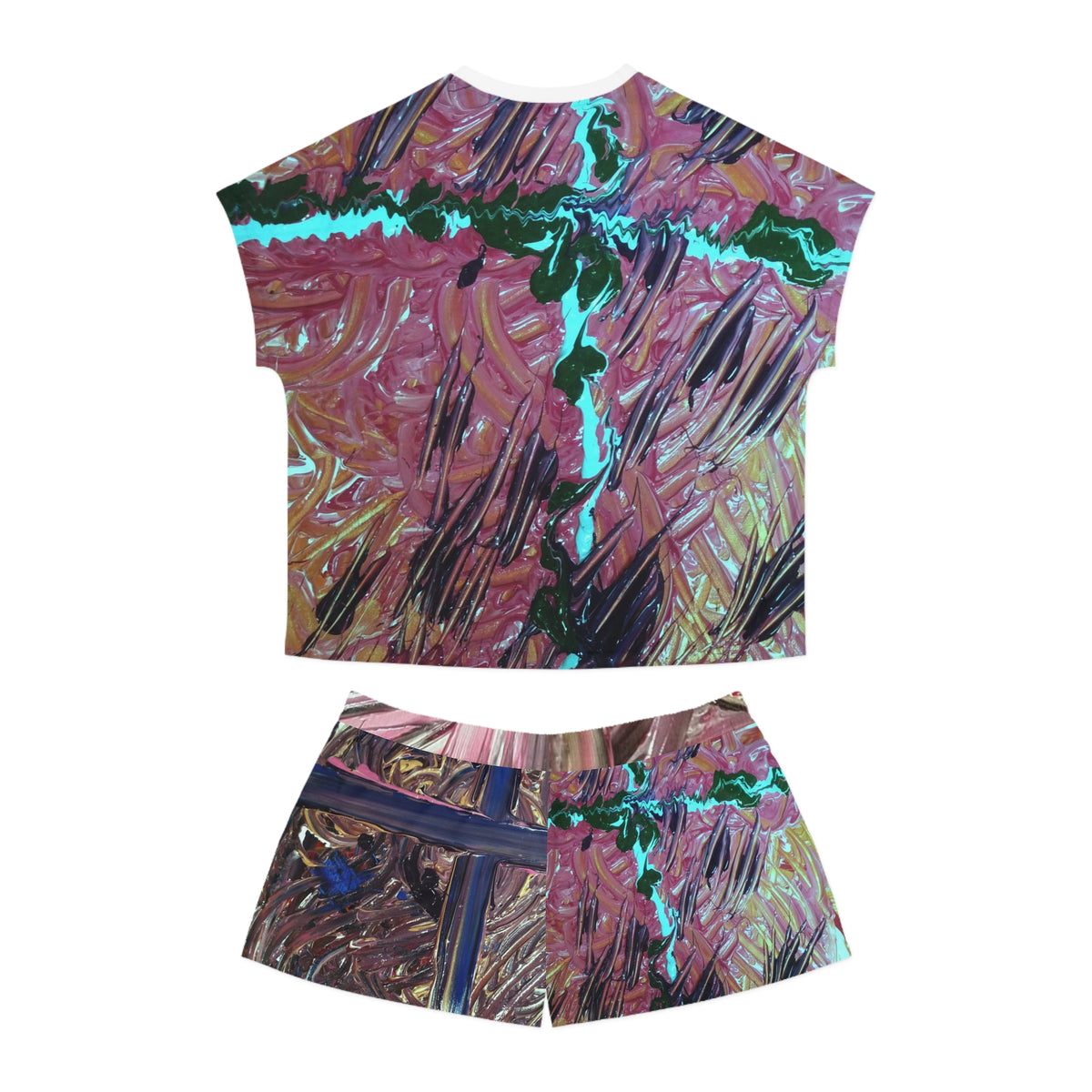 Women's Short Pajama Set — Abstract Metallic Crossbrush Sleepwear (AOP)