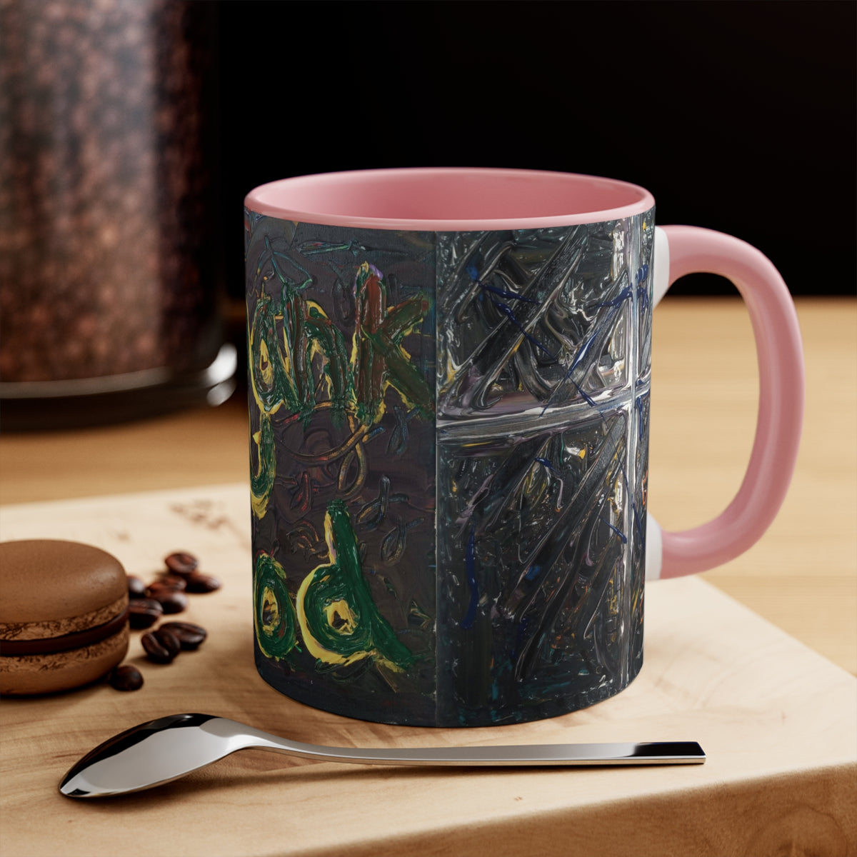 Accent Mug — Colorful Abstract "Try God" Art Ceramic Coffee Cup