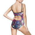 Abstract Neon Marble One-Piece Swimsuit — Vibrant Artistic Swimwear Printify