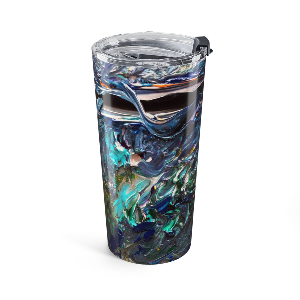 20oz Abstract Ocean Resin Tumbler — Iridescent Blue Travel Cup