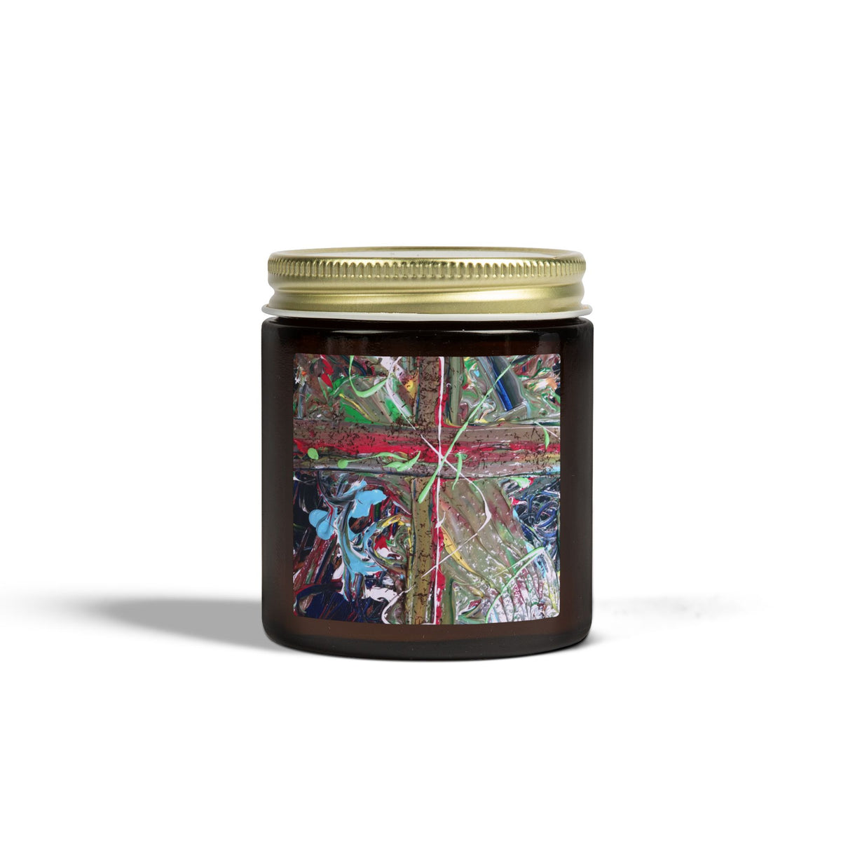 Coconut Apricot Scented Candle — 4oz/9oz Jar with Abstract Art Label