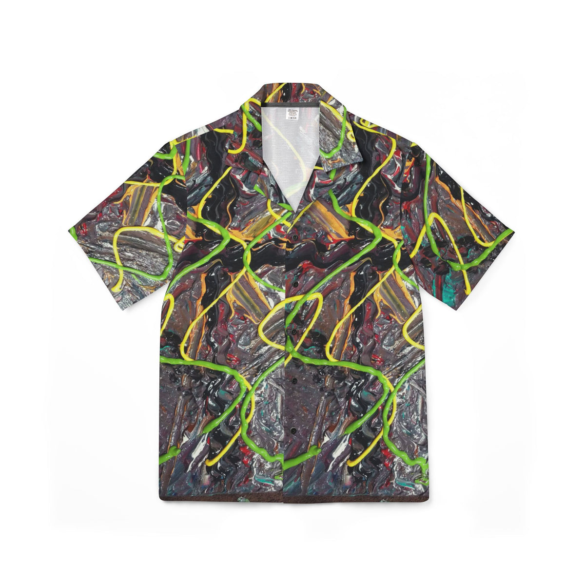 Abstract Neon Swirl Hawaiian Shirt — Men's AOP Camp Shirt