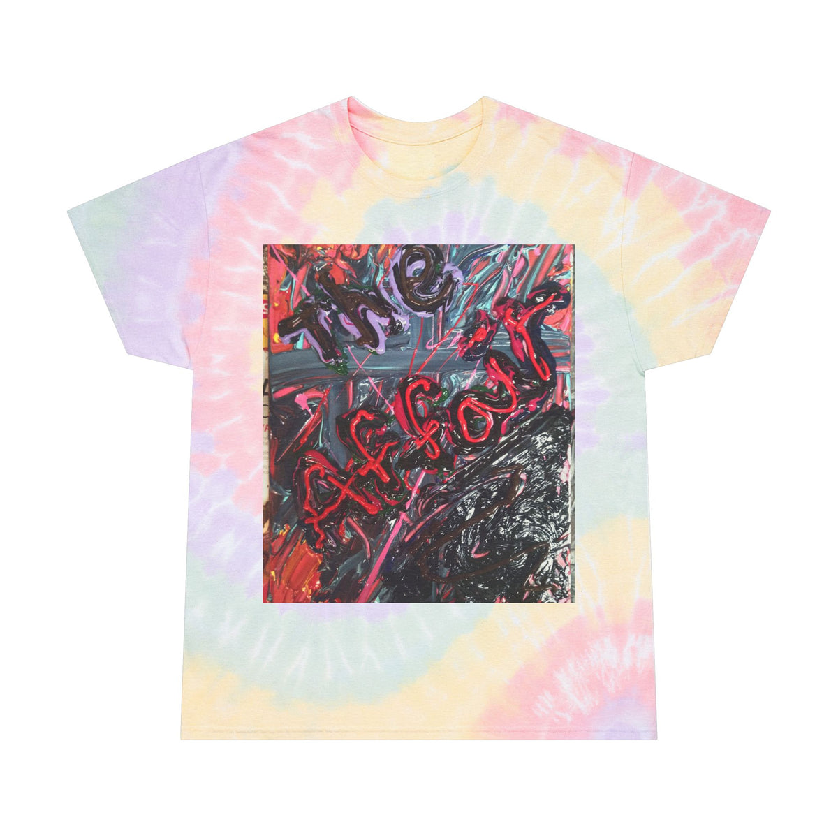 Tie-Dye Spiral Tee with Abstract Graffiti Print