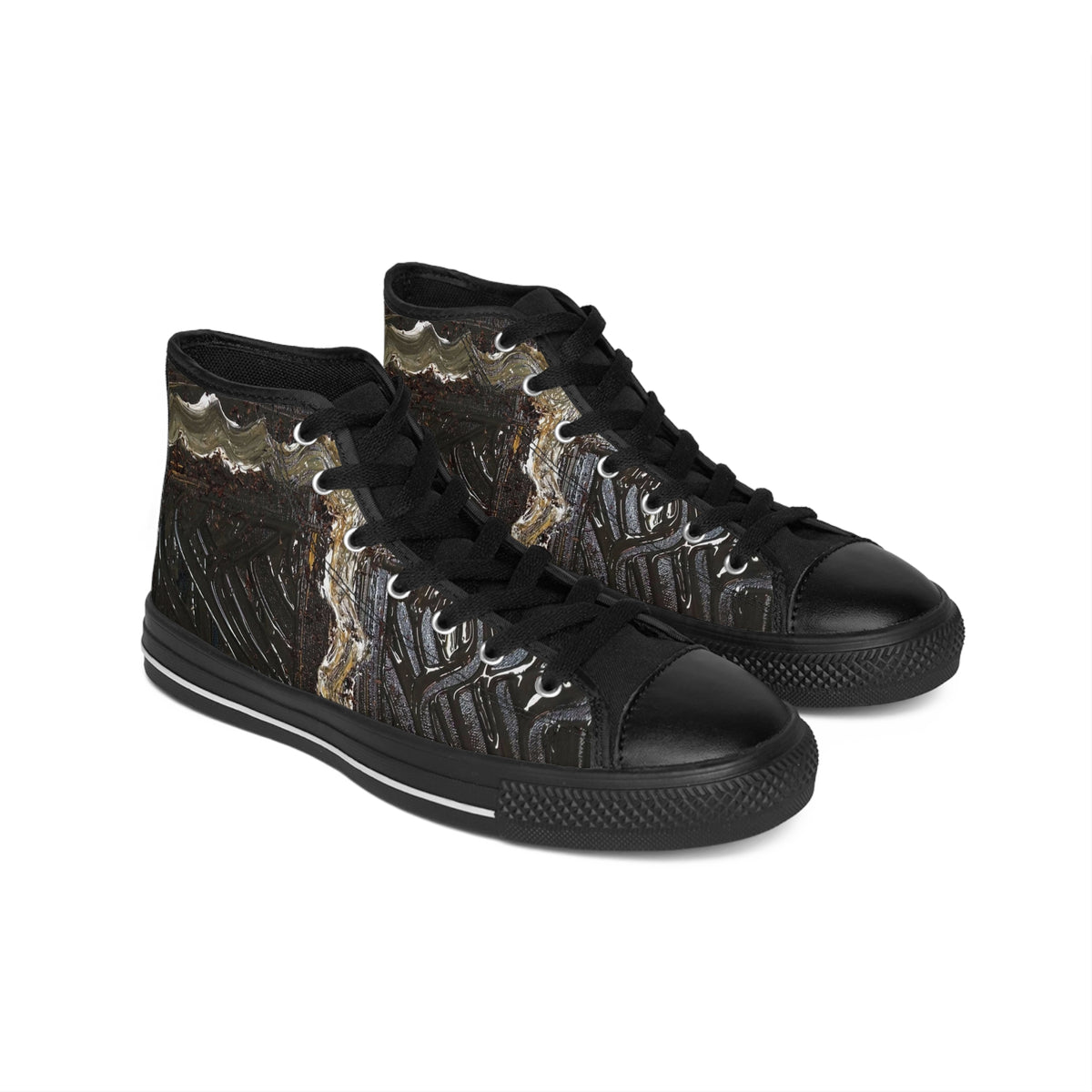 Women's High-Top Sneakers — Distressed Metallic Urban Art Print