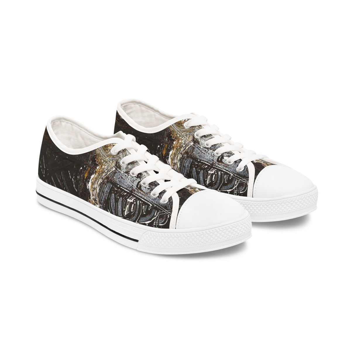 Low Top Sneakers — Dark Metallic Gothic Key Design