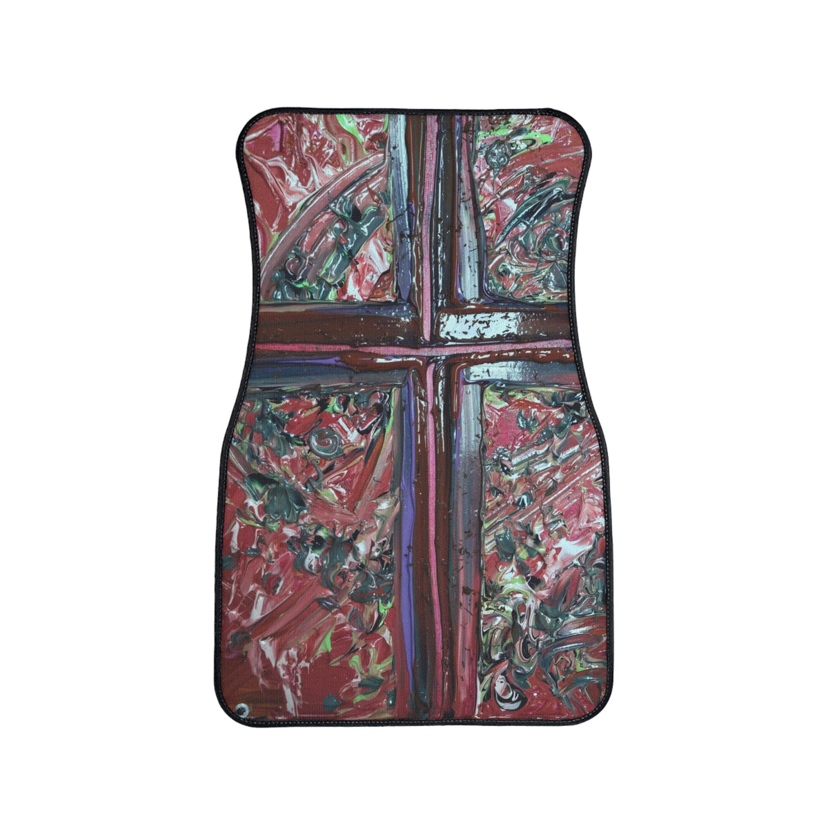 Abstract Cross Red Car Floor Mat — Artistic Automotive Floor Protector