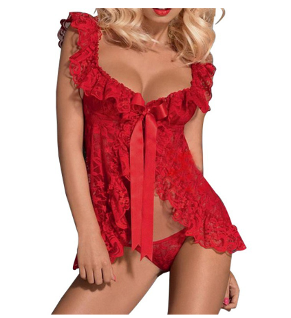 Plus Size Lace Lingerie Set with Sheer Nightgown JahSonFire