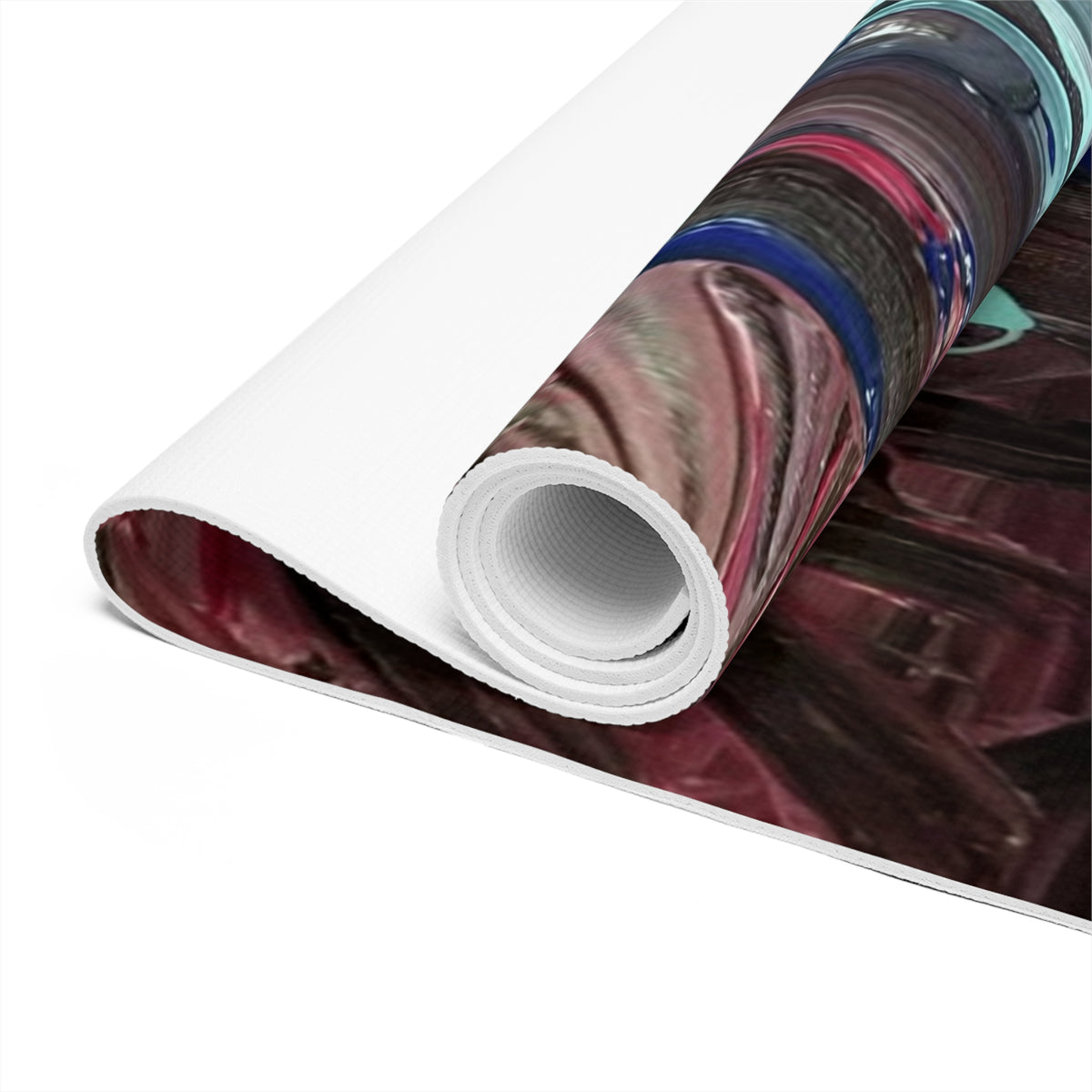 Abstract Cross Foam Yoga Mat — Metallic Teal & Rose Artistic Fitness Mat