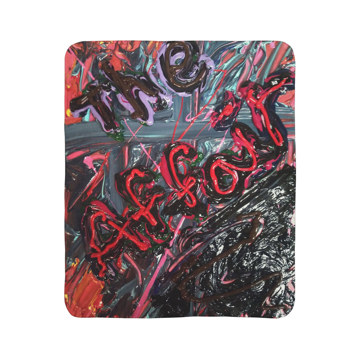 Abstract Red Script Sherpa Blanket