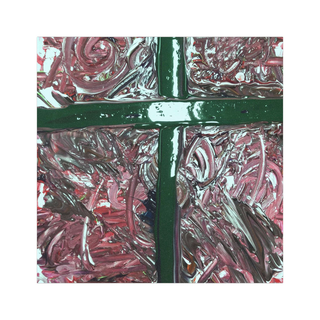 Abstract Cross Car Magnet — Textured Pink & Green Decorative Magnet