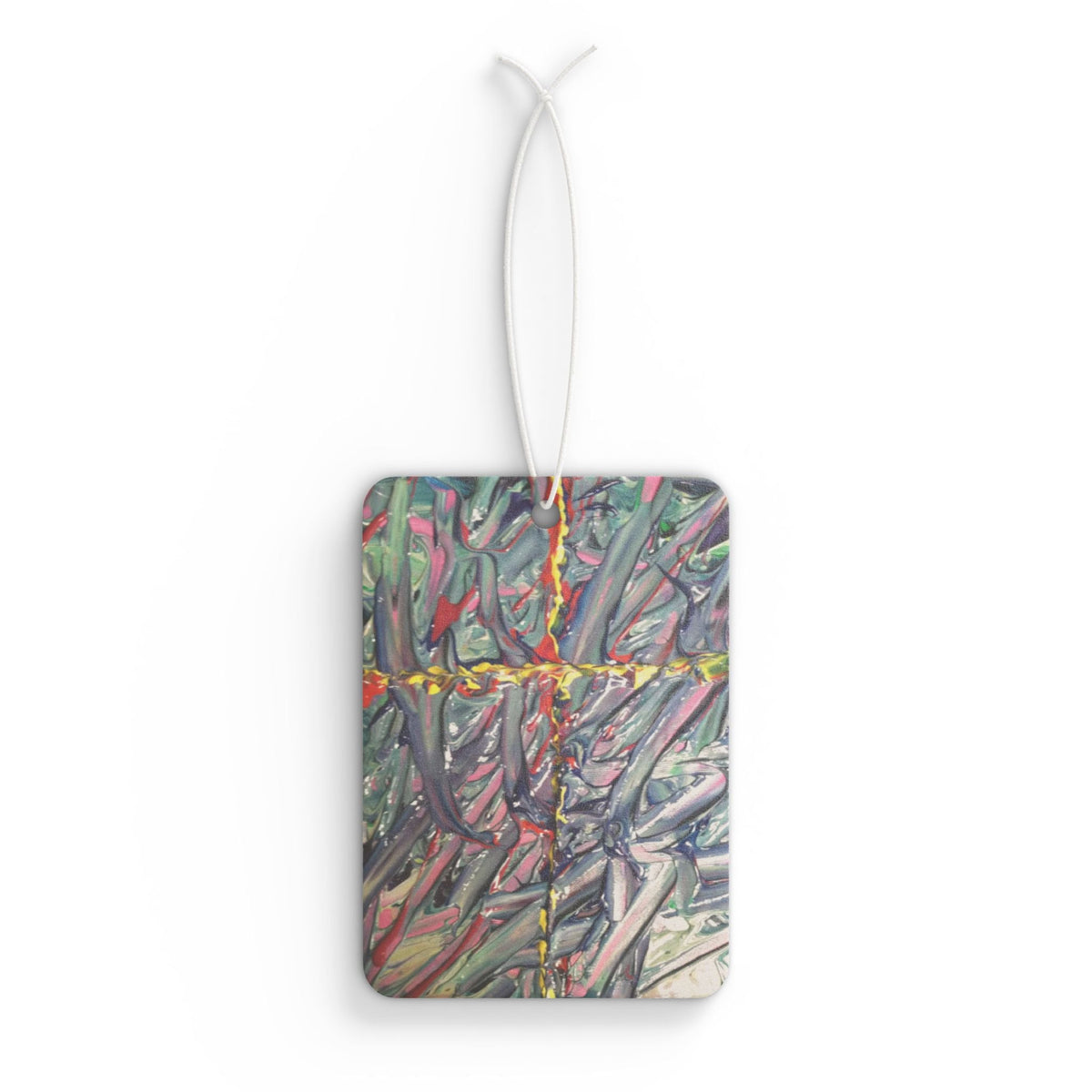 Abstract Cross Pattern Car Air Freshener — Colorful Textured Design Printify