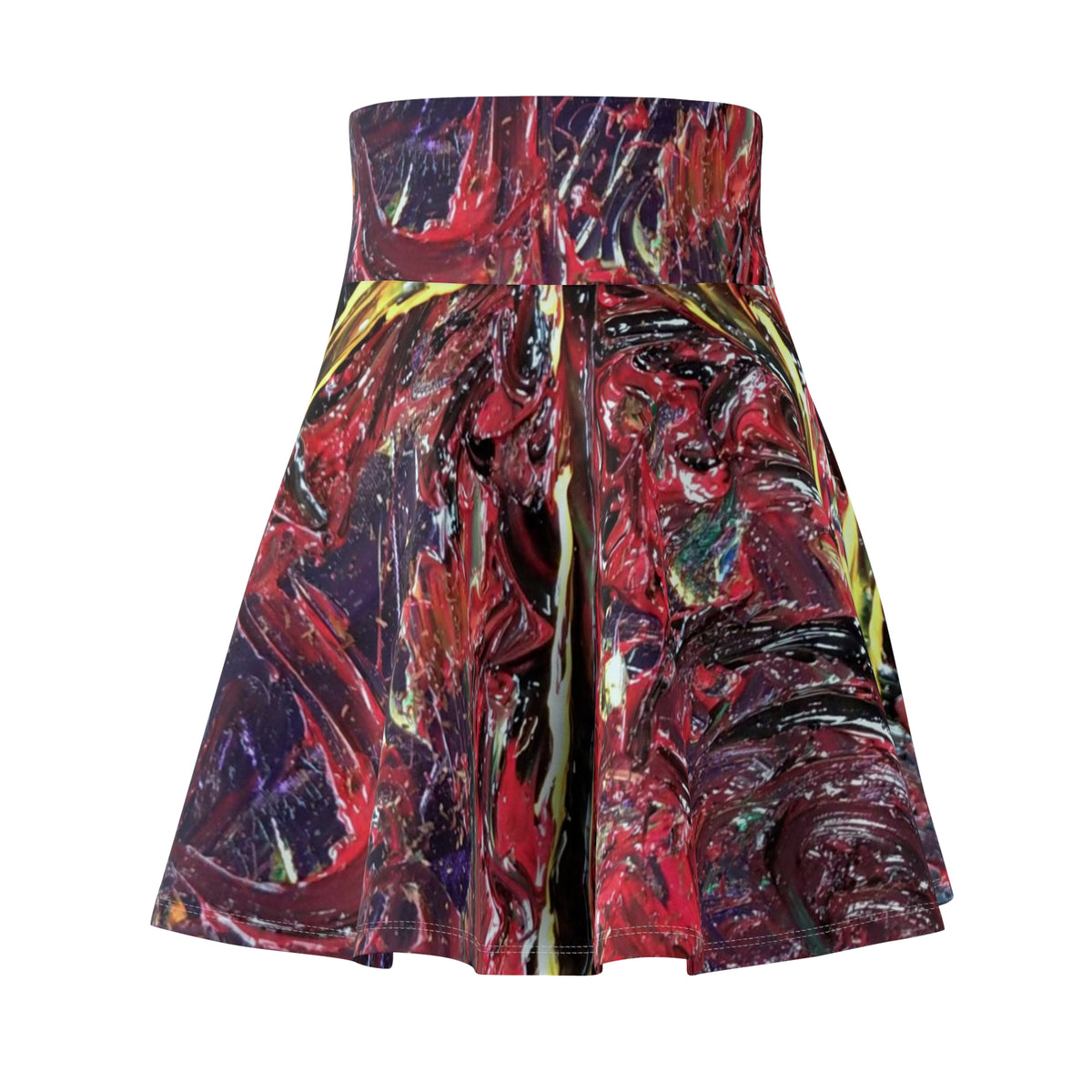 Abstract Red Swirl Skater Skirt – Artistic All-Over Print