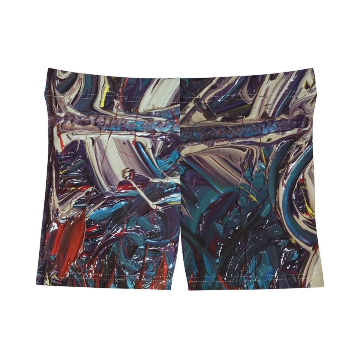 Abstract Paint Swirl Women's Shorts - Colorful Artistic AOP Activewear