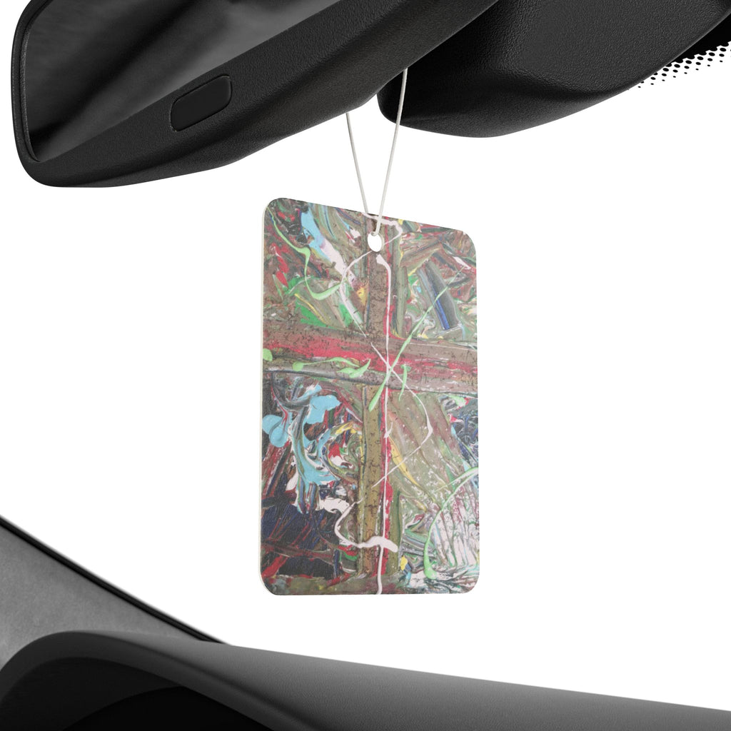 Abstract Art Car Air Freshener — Colorful Cross Pattern Scent Sachet