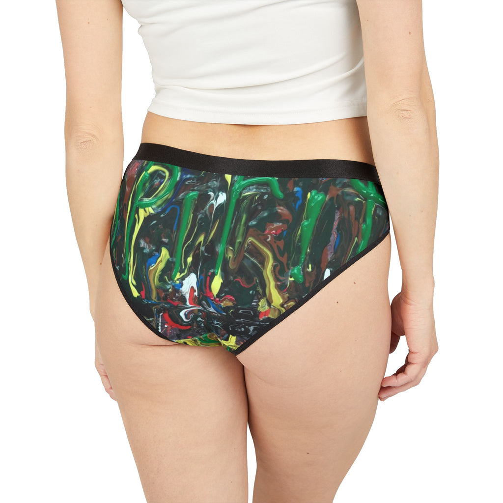 Abstract Paint Swirl Women's Bikini Briefs — Colorful Artistic Print