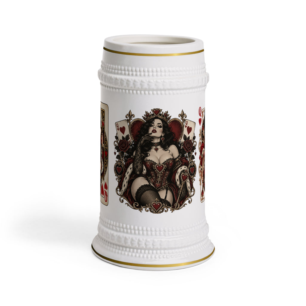 Queen of Hearts Playing Card Beer Stein Mug
