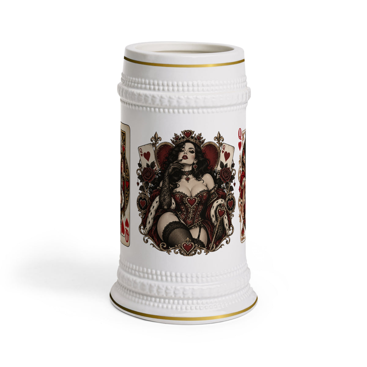 Queen of Hearts Playing Card Beer Stein Mug