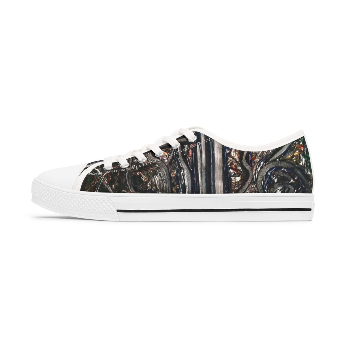 Low Top Sneakers — Distressed Metallic Gothic Pattern