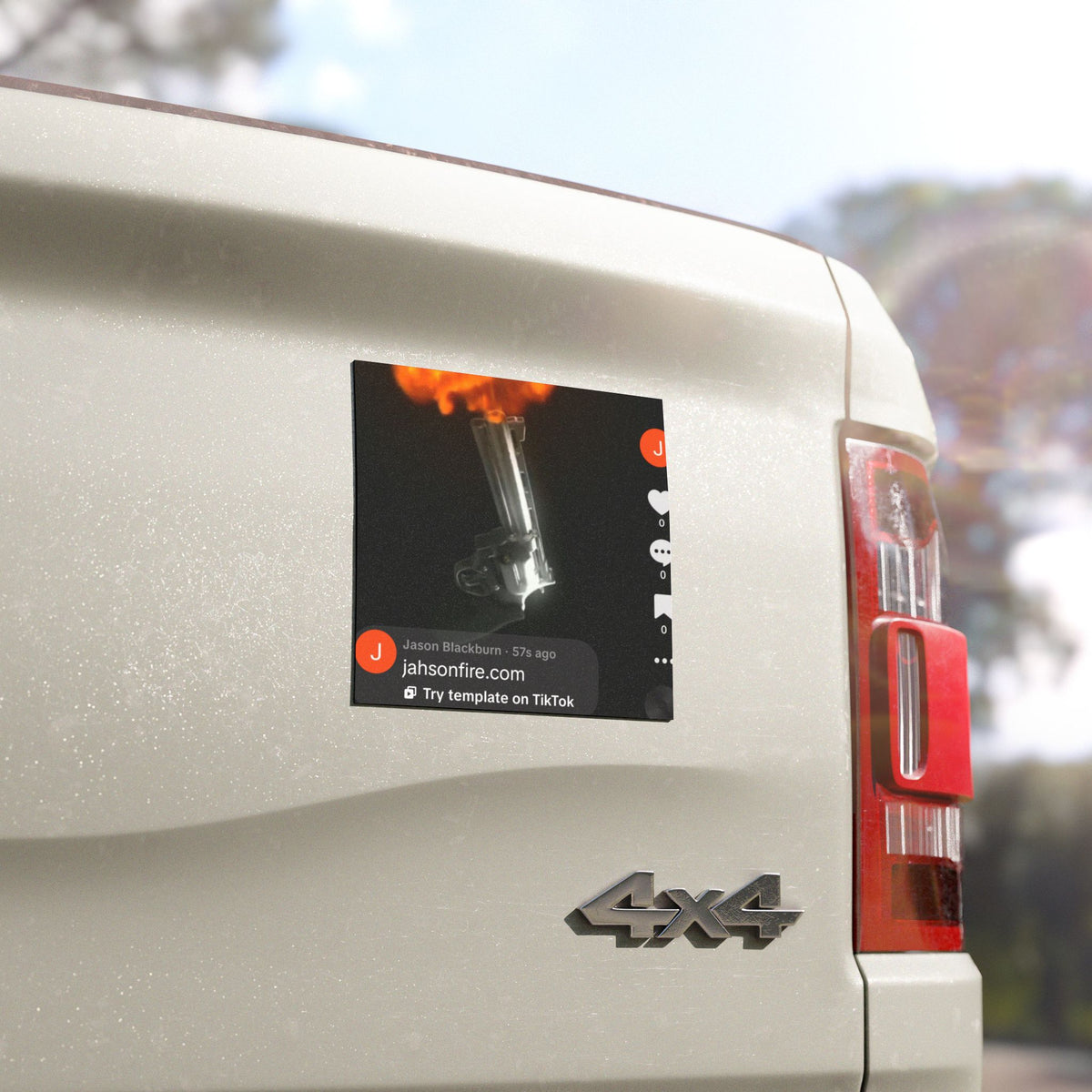 Flaming Revolver Car Magnet — Dark Aesthetic Vehicle Sticker
