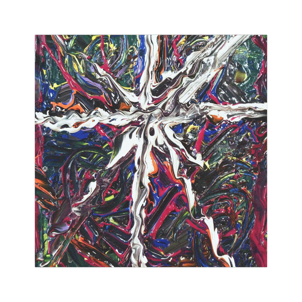 Abstract Splash Car Magnet — Colorful Fluid Art Square Magnet