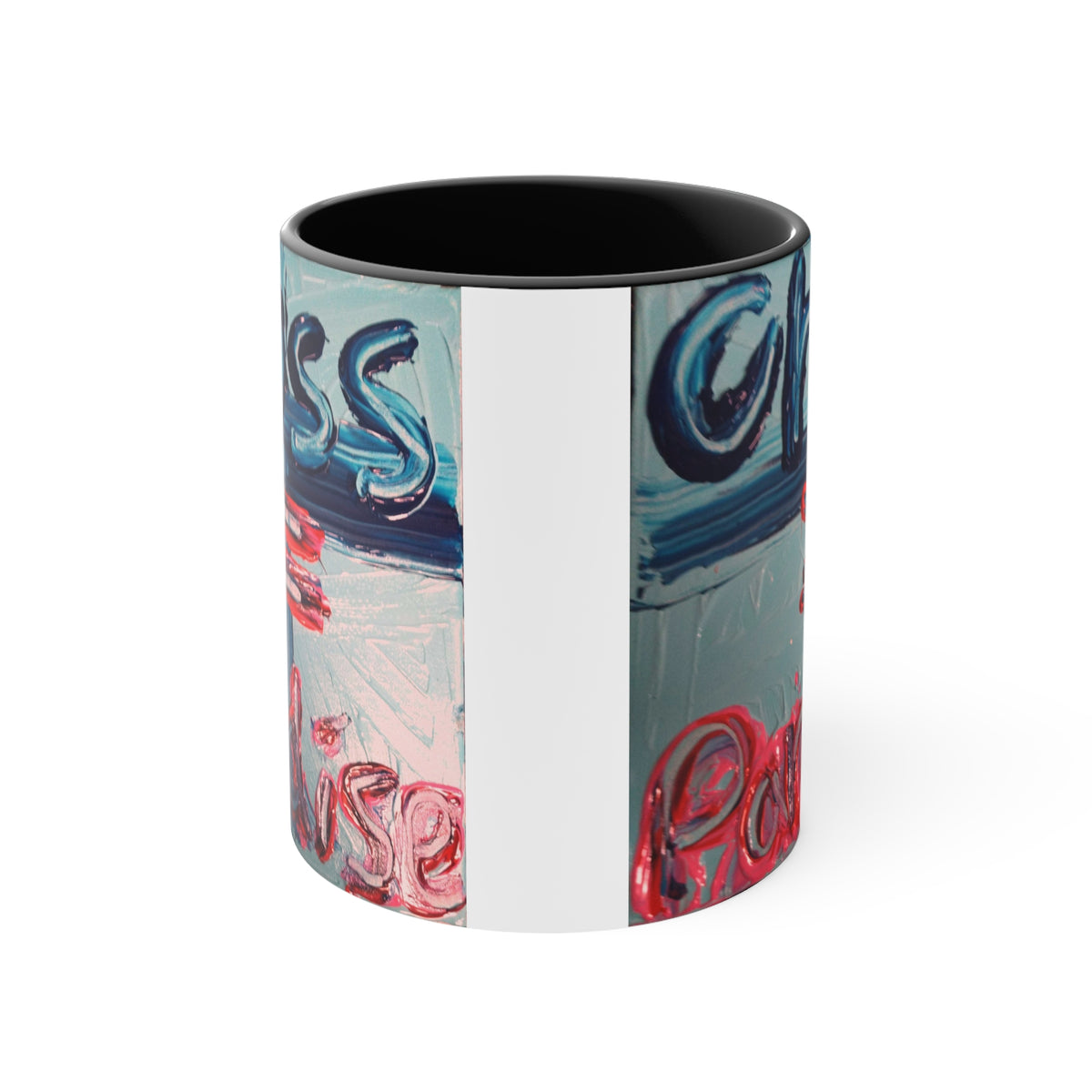 Accent Pink Interior Mug — 'Cross = Paradise' Handpainted Typography Coffee Mug